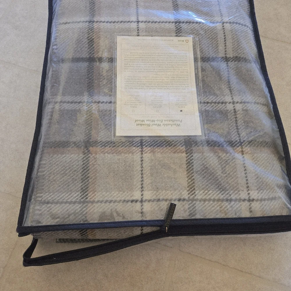 Pendleton Eco-Wise Pearl Plaid Washable 100% Wool Blanket, Twin 66